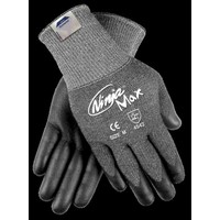 Memphis Gloves N9676GM Memphis Medium Ninja Max 10 Gauge Black Polyurethane And Nitrile Dipped Palm And Finger Coated Work Glove